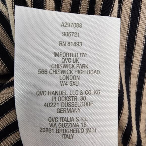 LOGO by Lori Goldstein Womens Striped Knit V Neck Top Asymmetric Hem Large Black - Picture 9 of 9